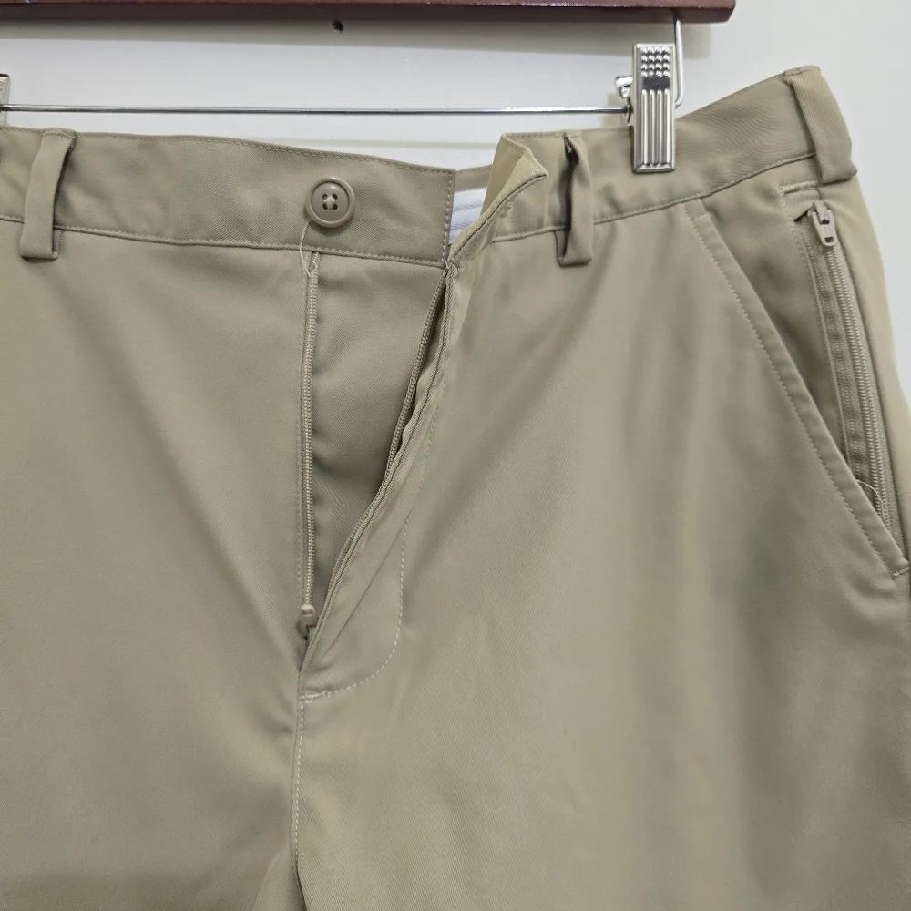 LANDS'‎ END men's size 31 Flat Front 11 Inch Uniform Shorts Zip Pocket  Khaki